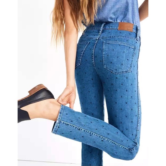Madewell Denim - Madewell Straight High Rise Jeans Navy Dot Edition